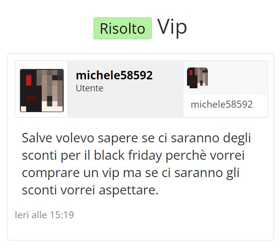 Screenshot forum acquisto vip con sconti